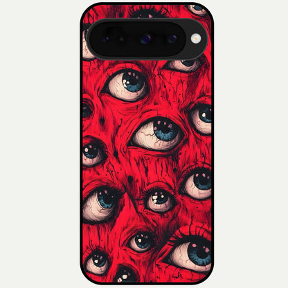  Red Eyes Pattern Glass Case For Google Pixel 10 back cover – full design glossy printed glass finish