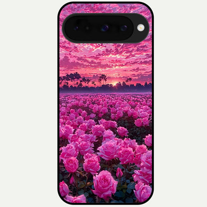  Rose Sunset Valley Glass Case For Google Pixel 10 back cover – full design glossy printed glass finish