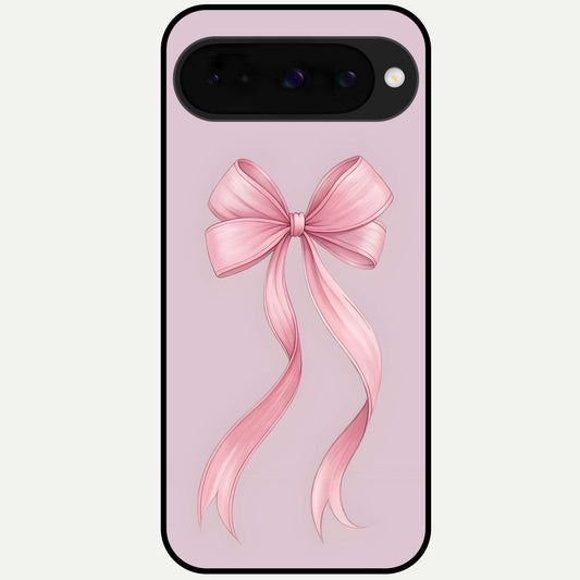  Soft Blush Bow Glass Case For Google Pixel 10 back cover – full design glossy printed glass finish