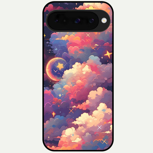  Starlit Dream Clouds Glass Case For Google Pixel 10 back cover – full design glossy printed glass finish