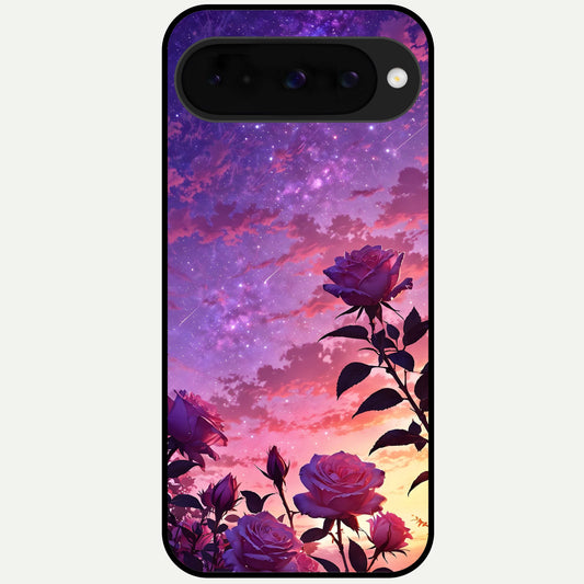  Starlit Rose Twilight Glass Case For Google Pixel 10 back cover – full design glossy printed glass finish
