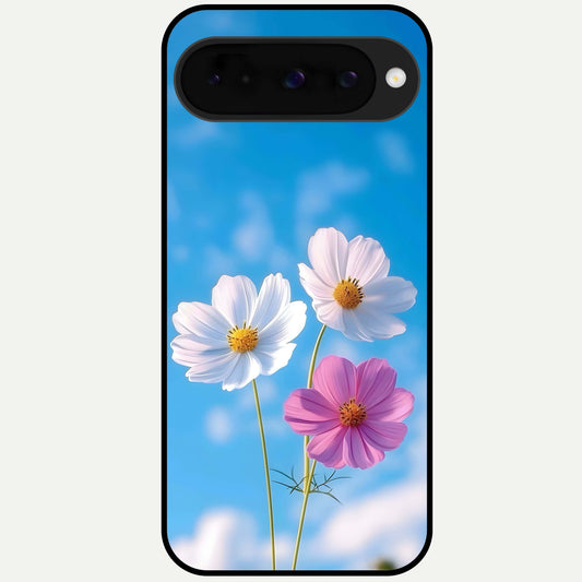  Tripple Flowers With Sky Glass Case For Google Pixel 10 back cover – full design glossy printed glass finish