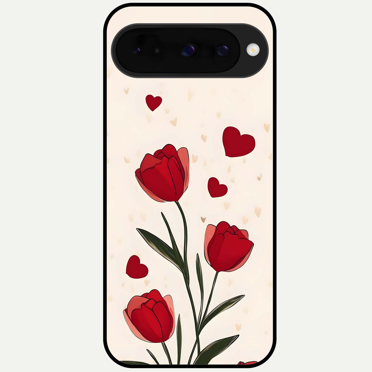  Tulip With Heart Glass Case For Google Pixel 10 back cover – full design glossy printed glass finish