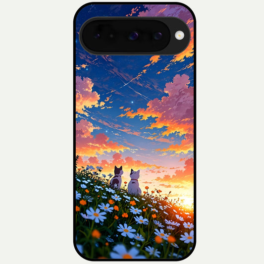  Two Cats Friends Glass Case For Google Pixel 10 back cover – full design glossy printed glass finish