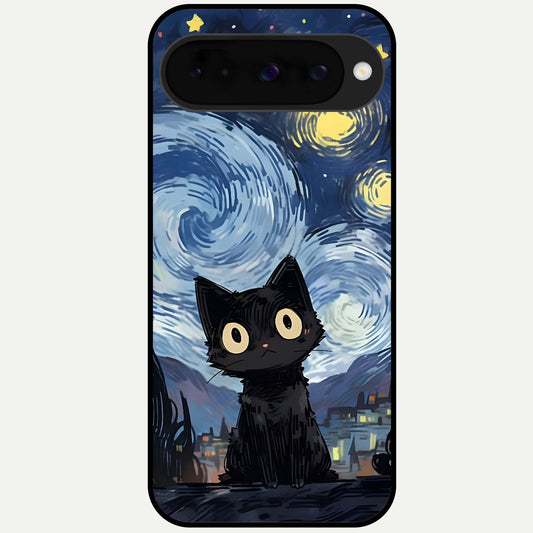  Van Gogh Cat Glass Case For Google Pixel 10 back cover – full design glossy printed glass finish