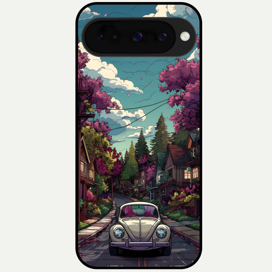  Vintage Street Drive Glass Case For Google Pixel 10 back cover – full design glossy printed glass finish
