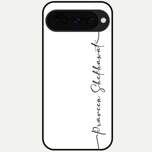  White Tune Custom Name Glass Case For Google Pixel 10 back cover – personalized glossy printed glass finish