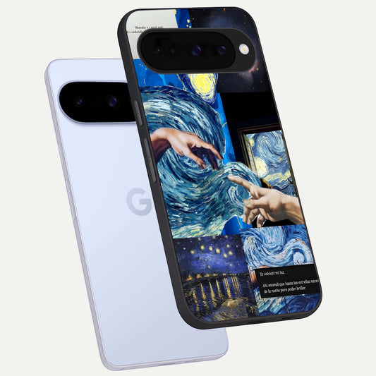  Aesthetic Vando Hands phone case For Google Pixel 10 showing premium glass back cover with detailed artwork