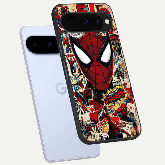  Aesthetic Wonder Spider phone case For Google Pixel 10 showing premium glass back cover with detailed artwork