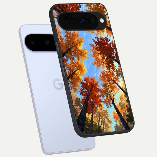  Autumn Sky Rise phone case For Google Pixel 10 showing premium glass back cover with detailed artwork