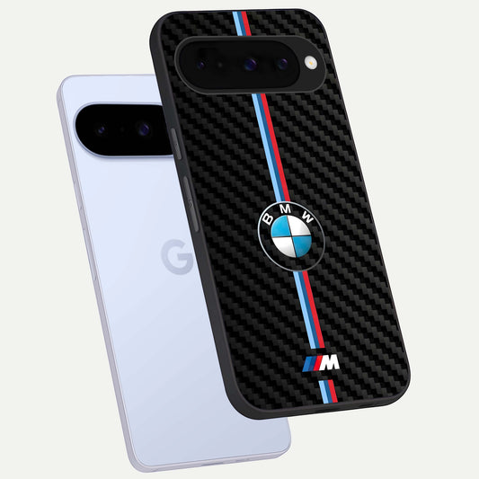  BMW Pattern phone case For Google Pixel 10 showing premium glass back cover with detailed artwork