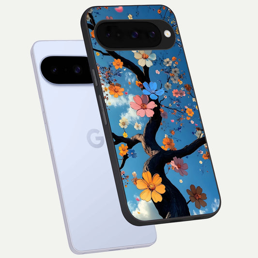  Blossom Dream Sky phone case For Google Pixel 10 showing premium glass back cover with detailed artwork