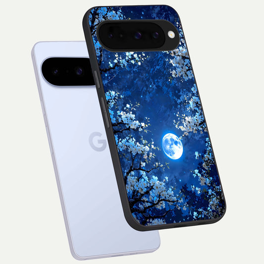  Blossom Moonlight Sky phone case For Google Pixel 10 showing premium glass back cover with detailed artwork