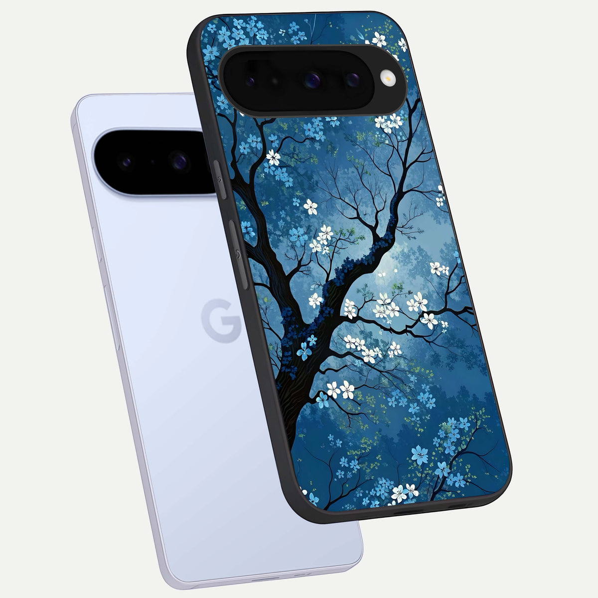  Blue Tree Serenity phone case For Google Pixel 10 showing premium glass back cover with detailed artwork