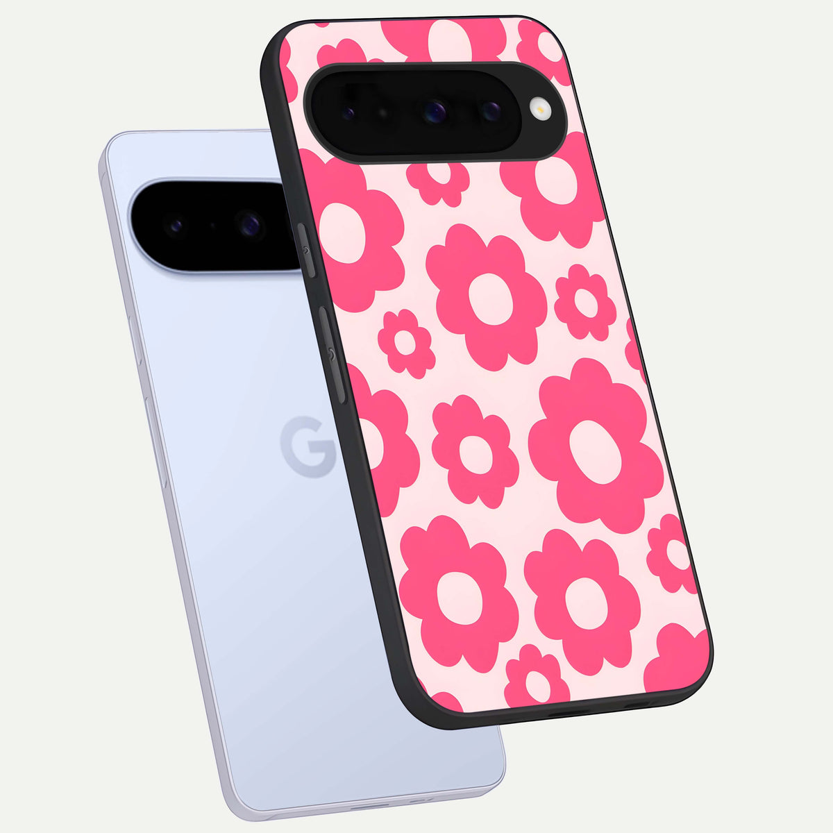  Blush Flower Pop phone case For Google Pixel 10 showing premium glass back cover with detailed artwork