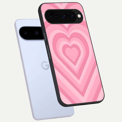  Blush Heart Waves phone case For Google Pixel 10 showing premium glass back cover with detailed artwork