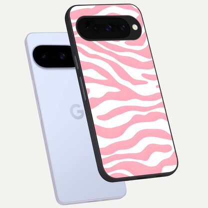  Blush Zebra Flow phone case For Google Pixel 10 showing premium glass back cover with detailed artwork