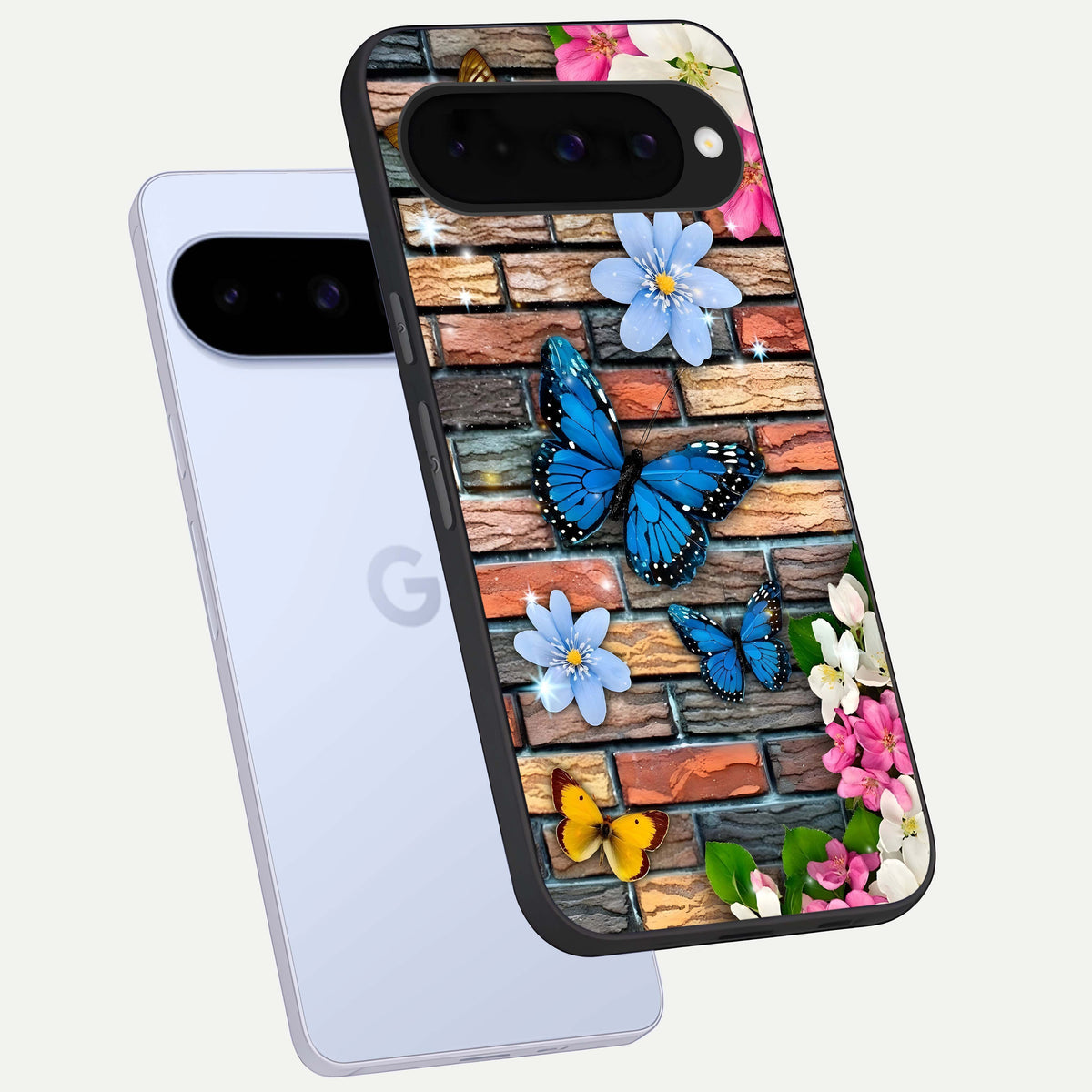  Brick Bloom Flight phone case For Google Pixel 10 showing premium glass back cover with detailed artwork