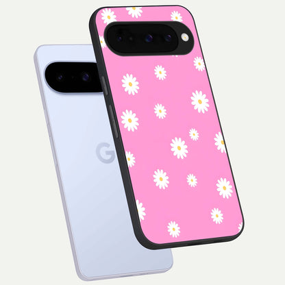  Bubblegum Daisy Pop phone case For Google Pixel 10 showing premium glass back cover with detailed artwork