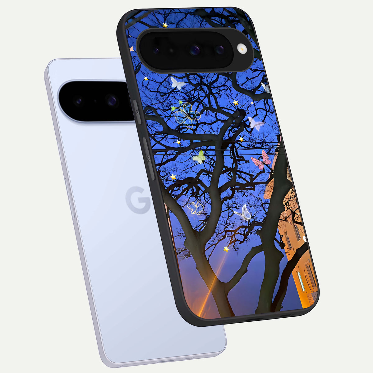  Butterfly Night Magic phone case For Google Pixel 10 showing premium glass back cover with detailed artwork