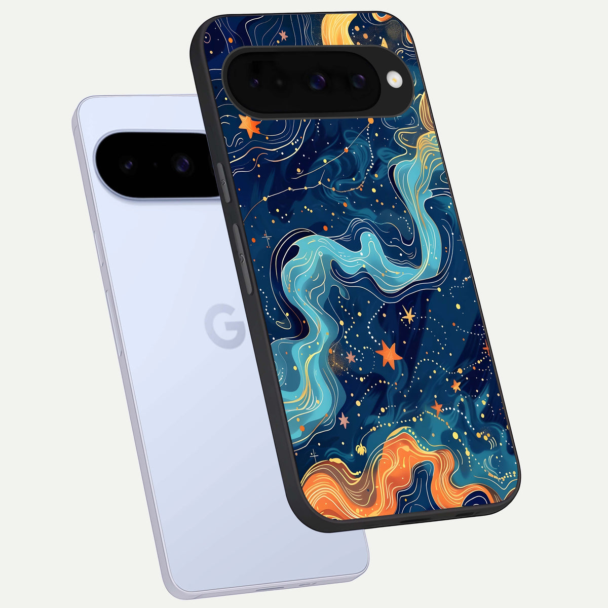  Celestial Dream Flow phone case For Google Pixel 10 showing premium glass back cover with detailed artwork