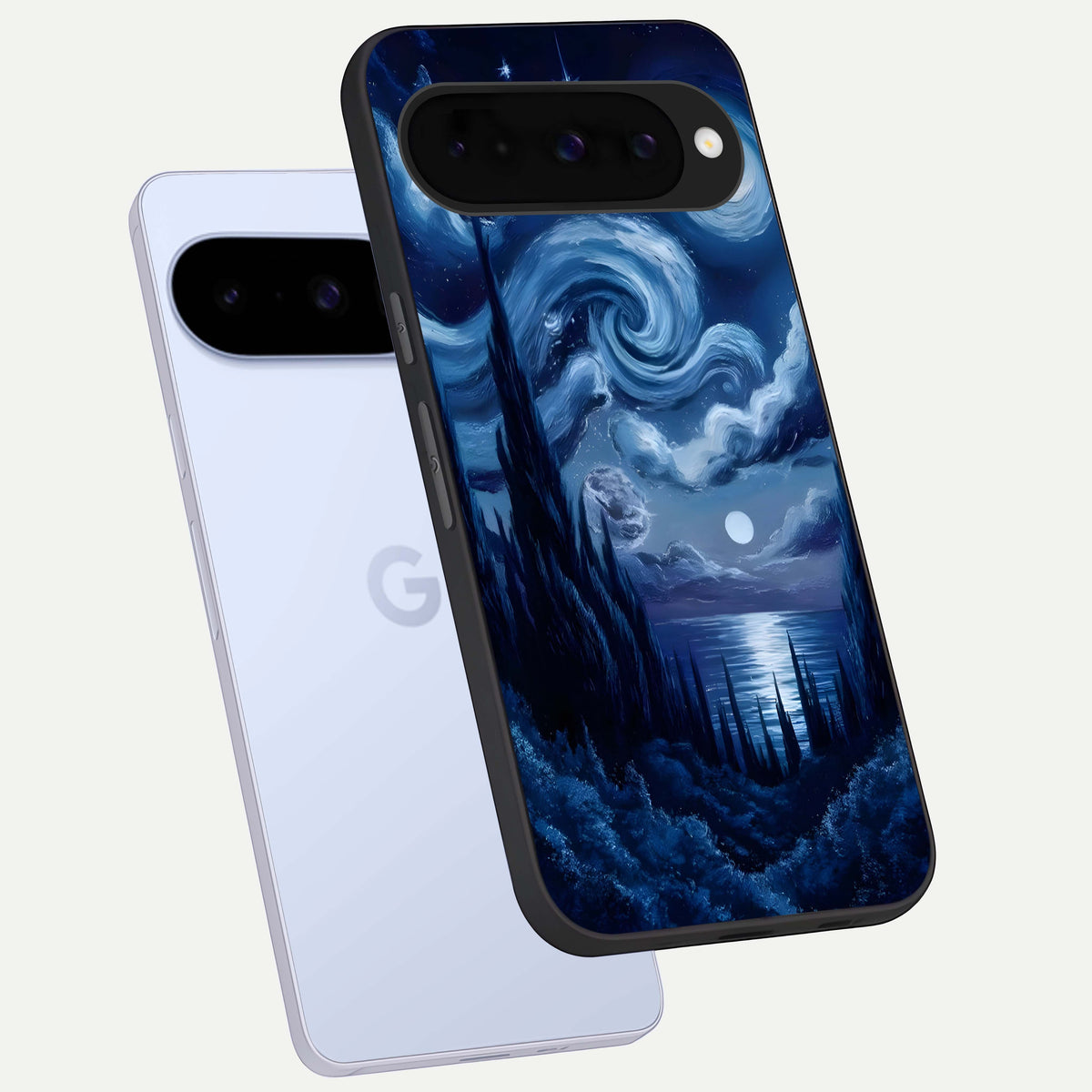  Celestial Dream Van Gogh phone case For Google Pixel 10 showing premium glass back cover with detailed artwork