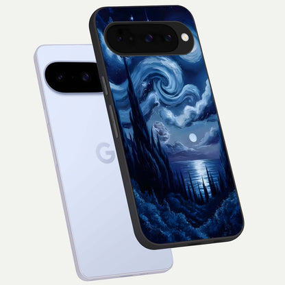  Celestial Dream Van Gogh phone case For Google Pixel 10 showing premium glass back cover with detailed artwork