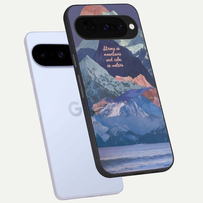  Celestial Mountain Calm phone case For Google Pixel 10 showing premium glass back cover with detailed artwork