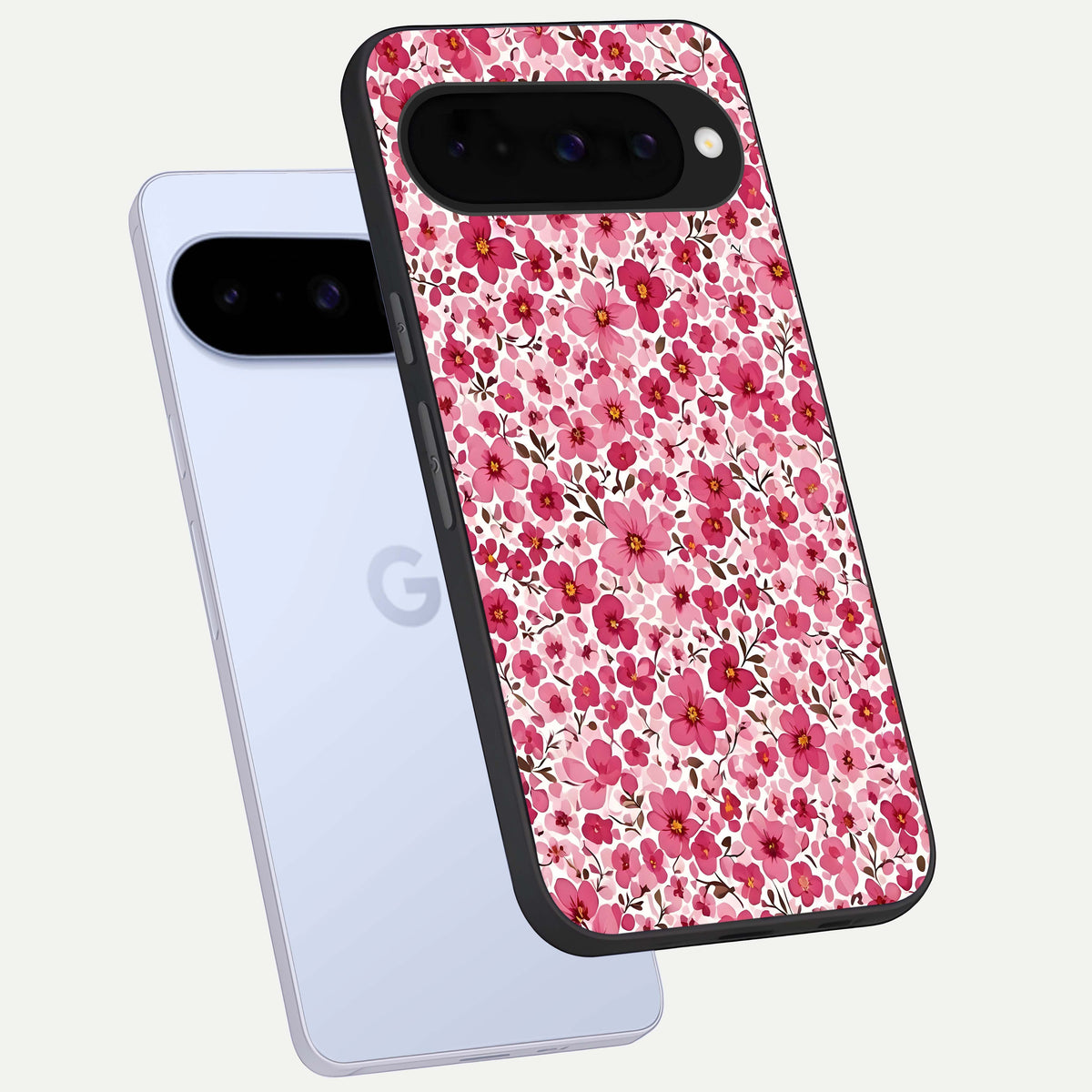  Cherry Blossom Charm phone case For Google Pixel 10 showing premium glass back cover with detailed artwork