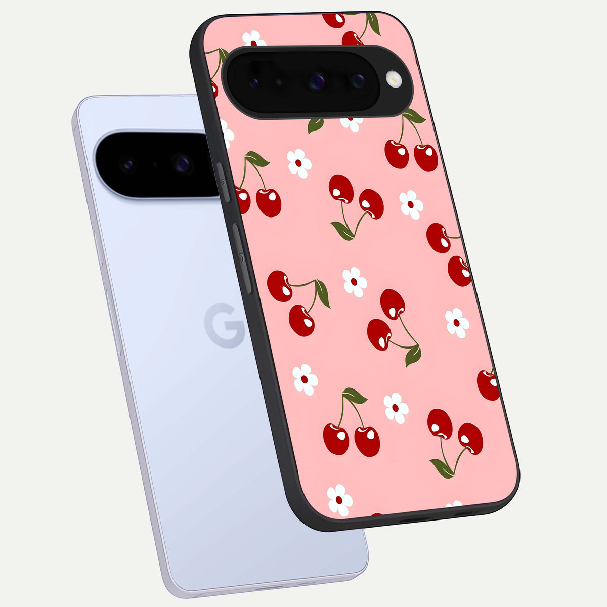  Cherry Love Mood phone case For Google Pixel 10 showing premium glass back cover with detailed artwork