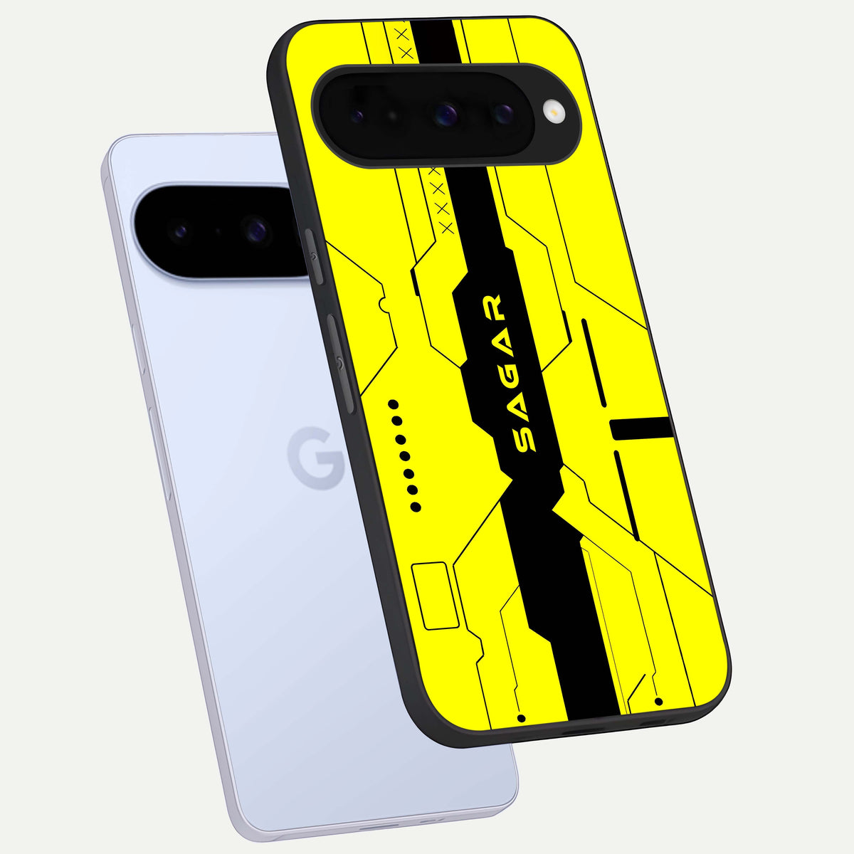  Circuit CYBERPUNK Custom Name phone case For Google Pixel 10 showing premium glass back cover with detailed artwork