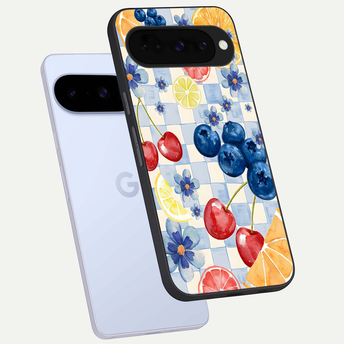  Citrus Bloom Joy phone case For Google Pixel 10 showing premium glass back cover with detailed artwork