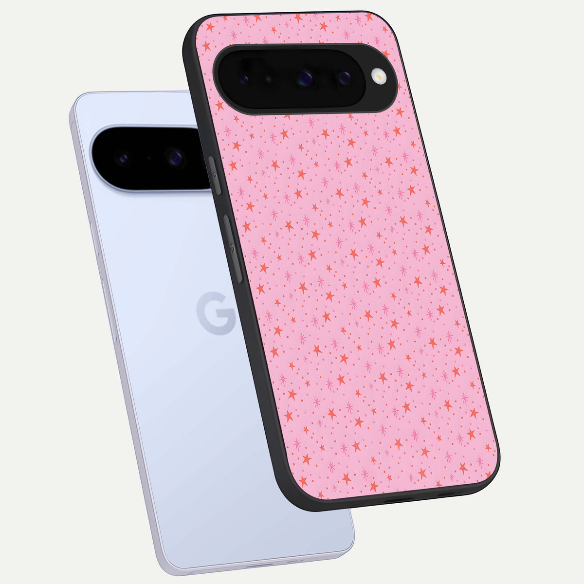  Cosmic Pink Sparkle phone case For Google Pixel 10 showing premium glass back cover with detailed artwork