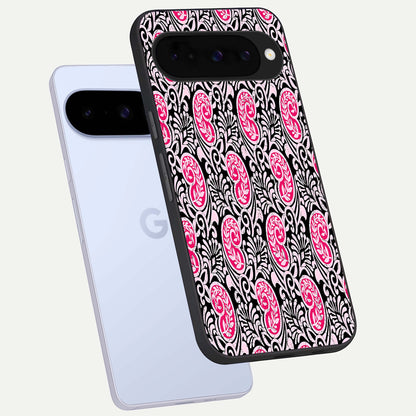  Crimson Paisley Charm phone case For Google Pixel 10 showing premium glass back cover with detailed artwork