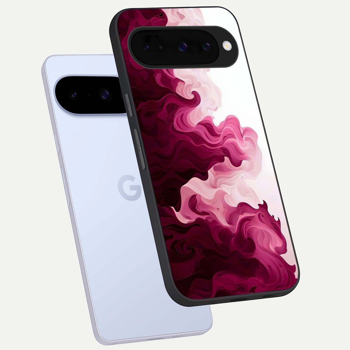  Crimson Wave Flow phone case For Google Pixel 10 showing premium glass back cover with detailed artwork