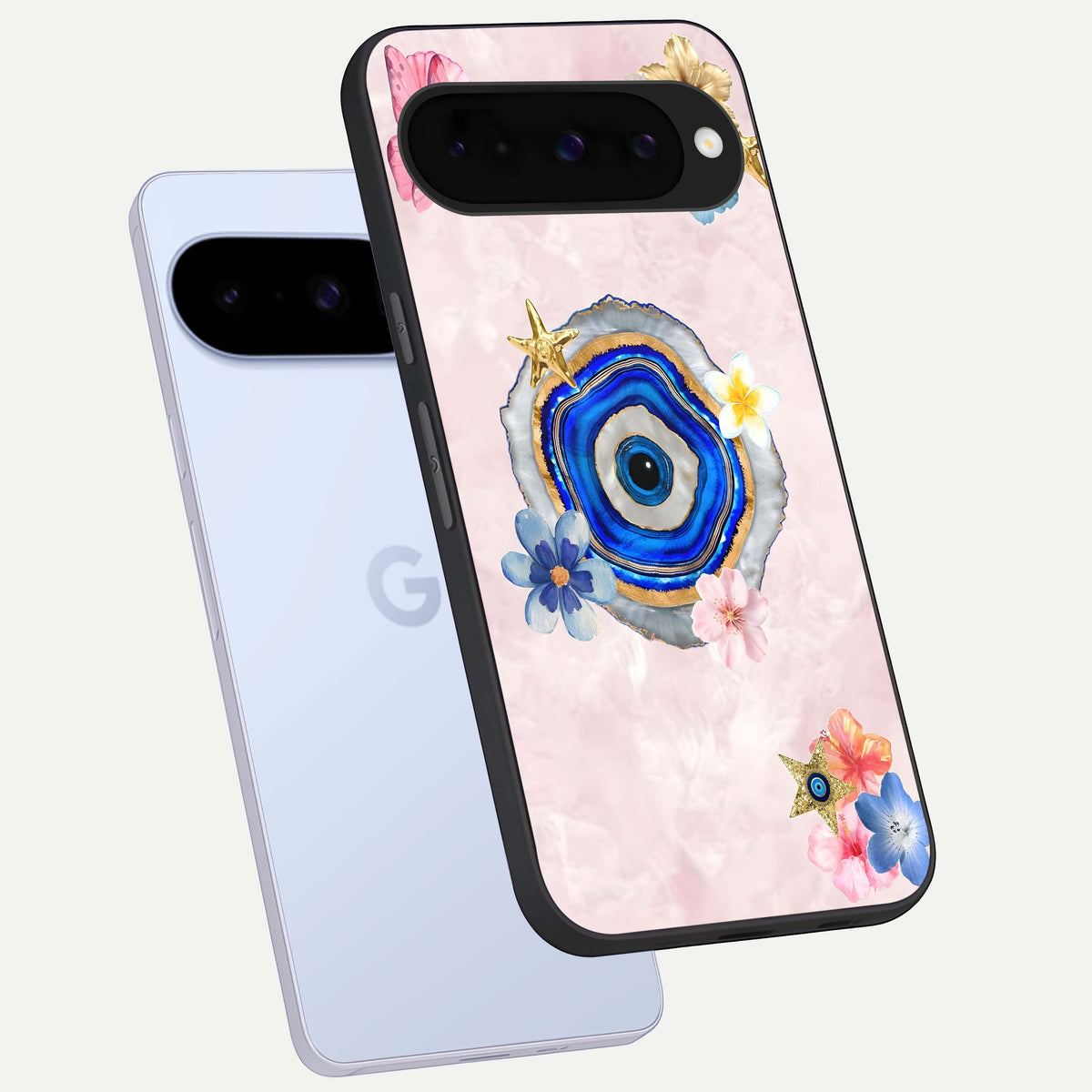  Divine Aura Bloom phone case For Google Pixel 10 showing premium glass back cover with detailed artwork