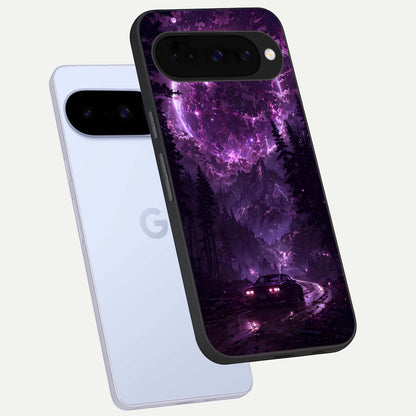  Eternal Cosmic Drive phone case For Google Pixel 10 showing premium glass back cover with detailed artwork