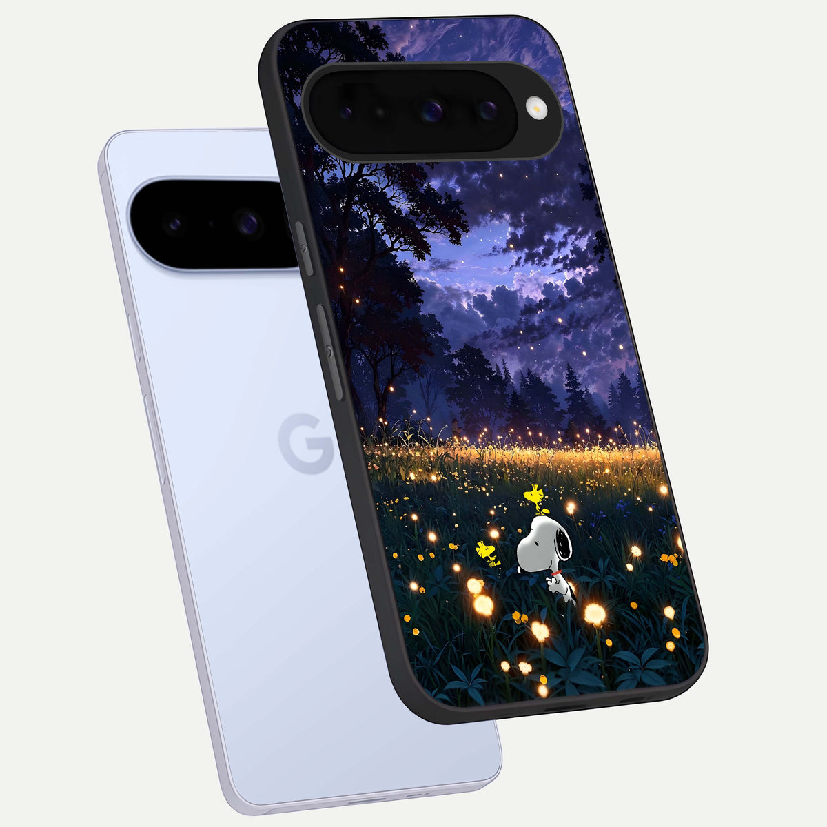  Firefly Meadow Magic phone case For Google Pixel 10 showing premium glass back cover with detailed artwork
