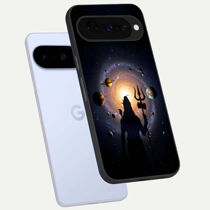  Galactic Shiva Vision phone case For Google Pixel 10 showing premium glass back cover with detailed artwork