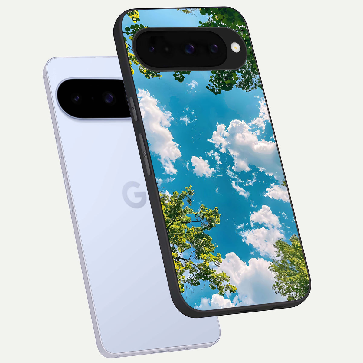  Green Moon Energy phone case For Google Pixel 10 showing premium glass back cover with detailed artwork