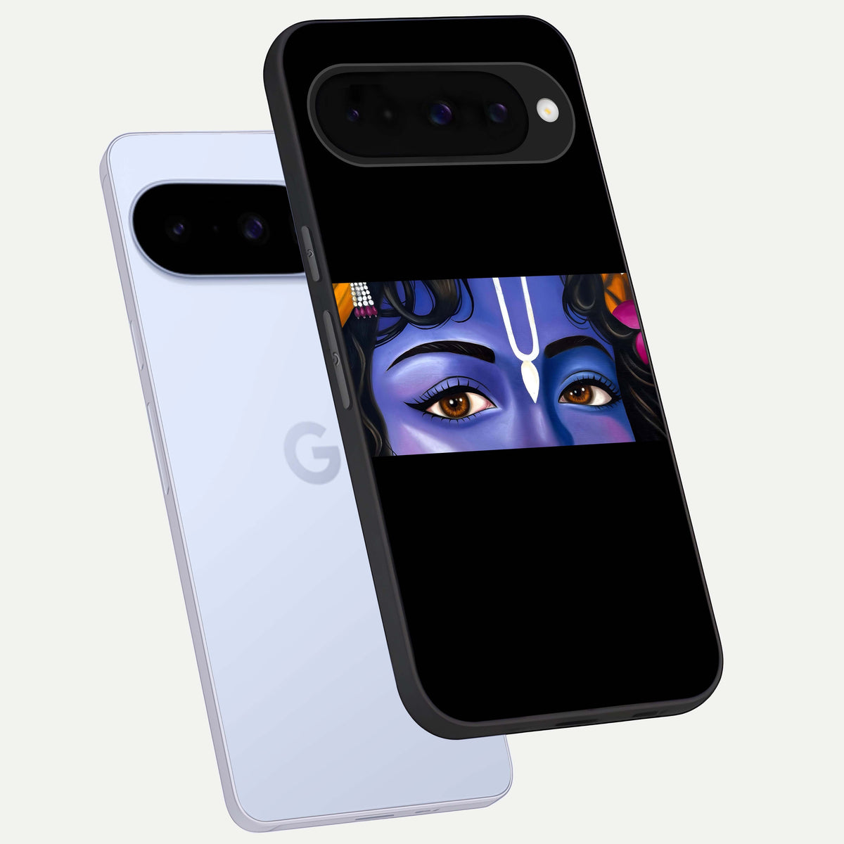  Krishna Eye phone case For Google Pixel 10 showing premium glass back cover with detailed artwork