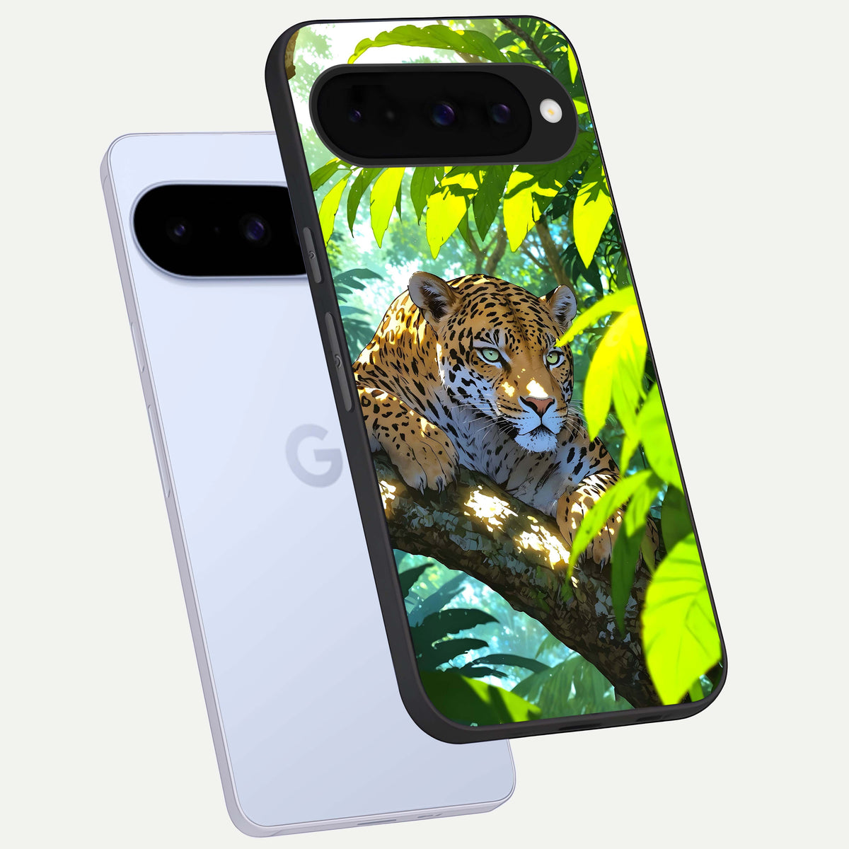  Leopard in Jungle phone case For Google Pixel 10 showing premium glass back cover with detailed artwork