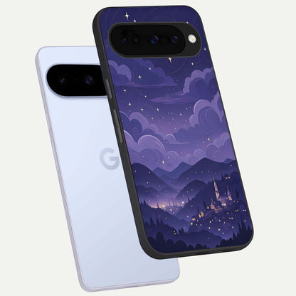  Minimal Night View phone case For Google Pixel 10 showing premium glass back cover with detailed artwork