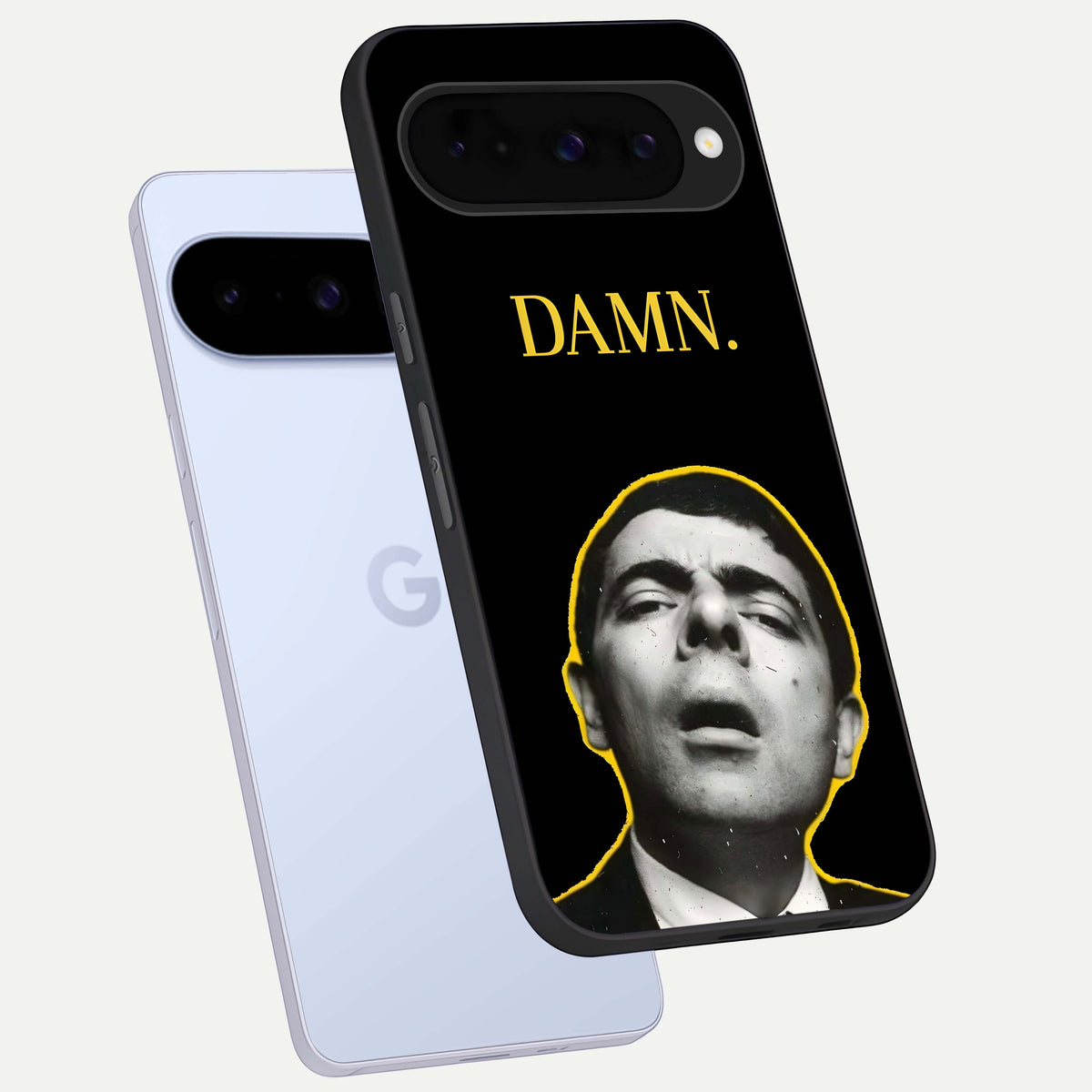  Mr Bean Damn phone case For Google Pixel 10 showing premium glass back cover with detailed artwork