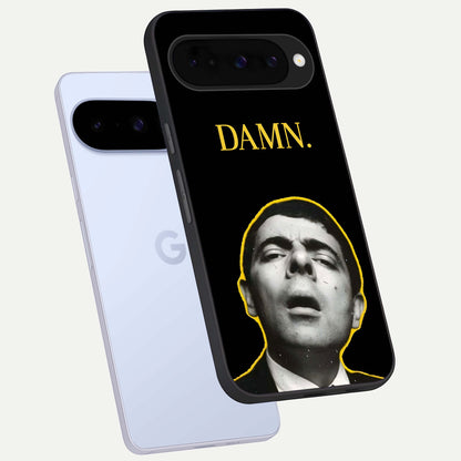 Mr Bean Damn phone case For Google Pixel 10 showing premium glass back cover with detailed artwork