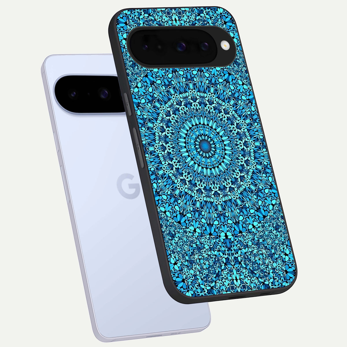  Ocean Bloom Mandala phone case For Google Pixel 10 showing premium glass back cover with detailed artwork