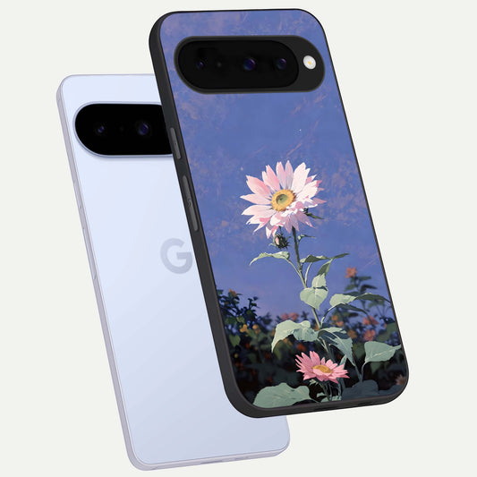  Pink Shells Outline phone case For Google Pixel 10 showing premium glass back cover with detailed artwork