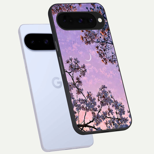  Purple Serenity Moon phone case For Google Pixel 10 showing premium glass back cover with detailed artwork
