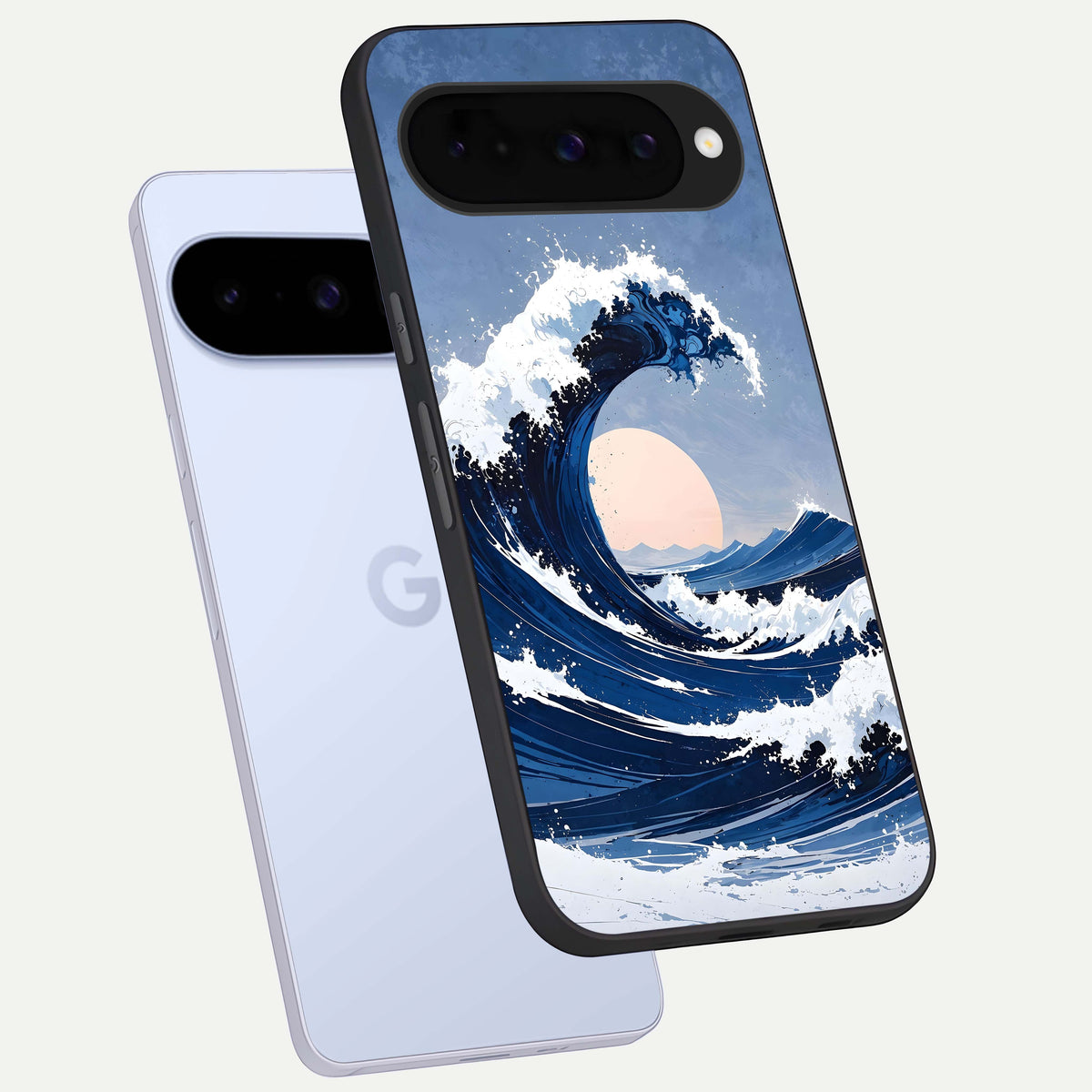  Rising Tide Power phone case For Google Pixel 10 showing premium glass back cover with detailed artwork