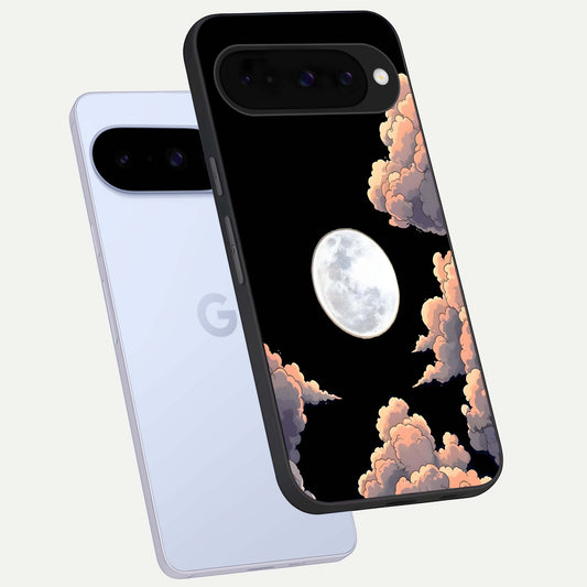  Shade Cloud Moon phone case For Google Pixel 10 showing premium glass back cover with detailed artwork